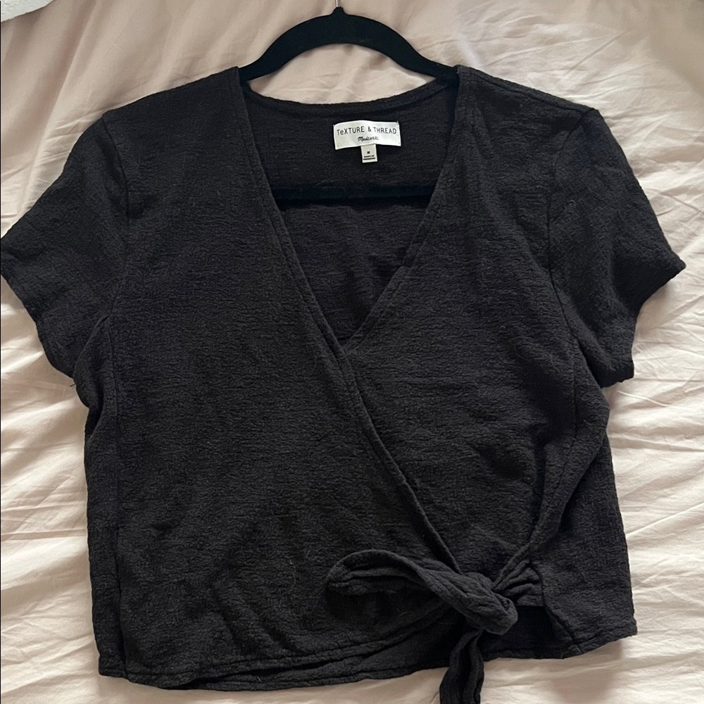 Madewell Black Wrap Crop Top